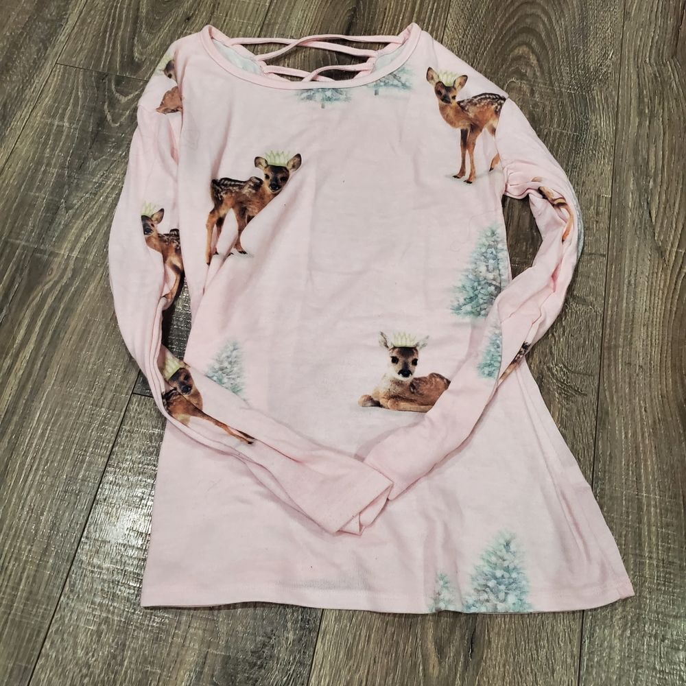 Girls Pajama Top Size 14 Justice Pink Mesh Long Sleeve Top